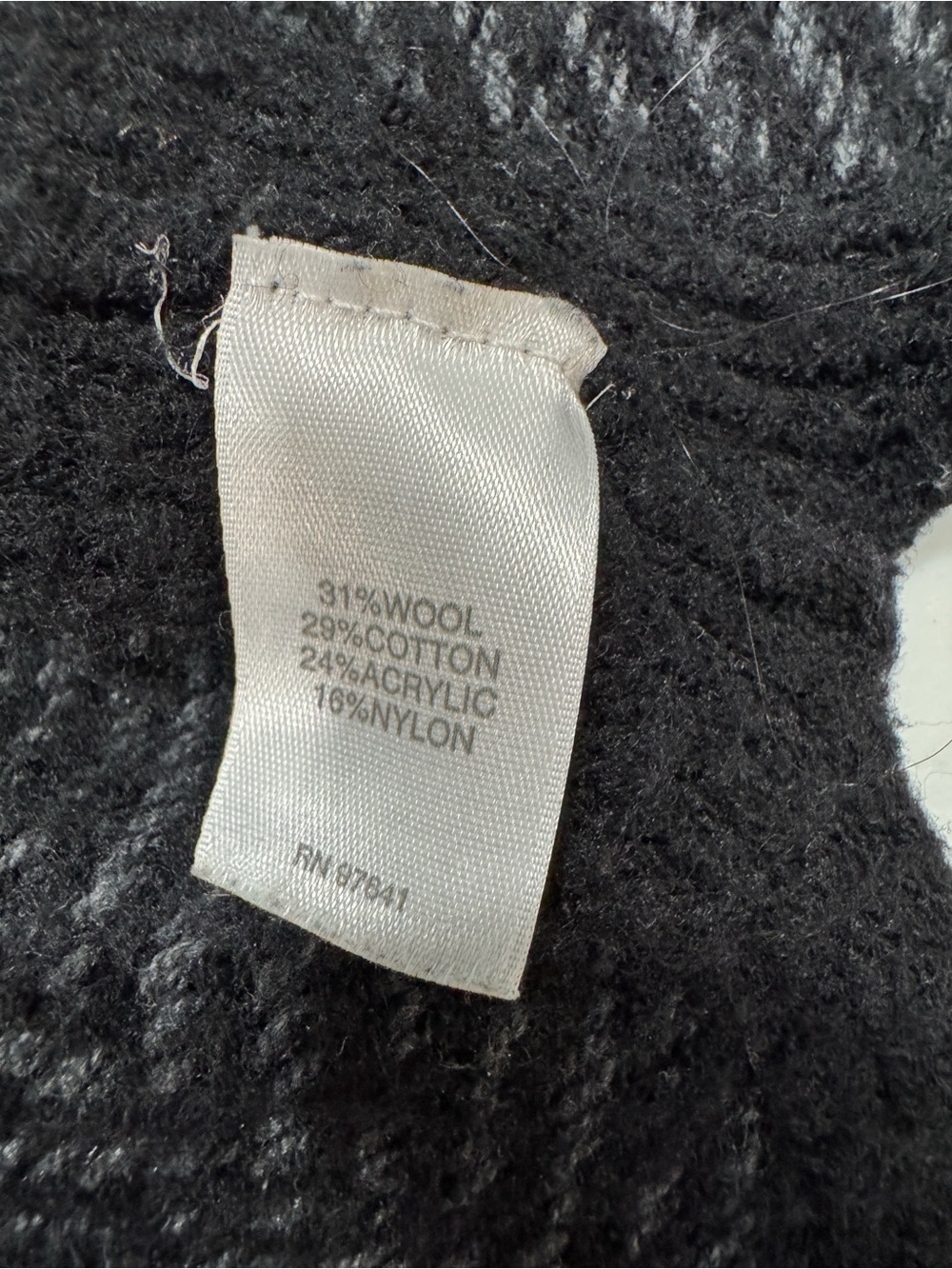 J. Jill Gray Black Herringbone Open Front Cardigan Sweater Wool Blend Pockets L - Picture 7 of 9
